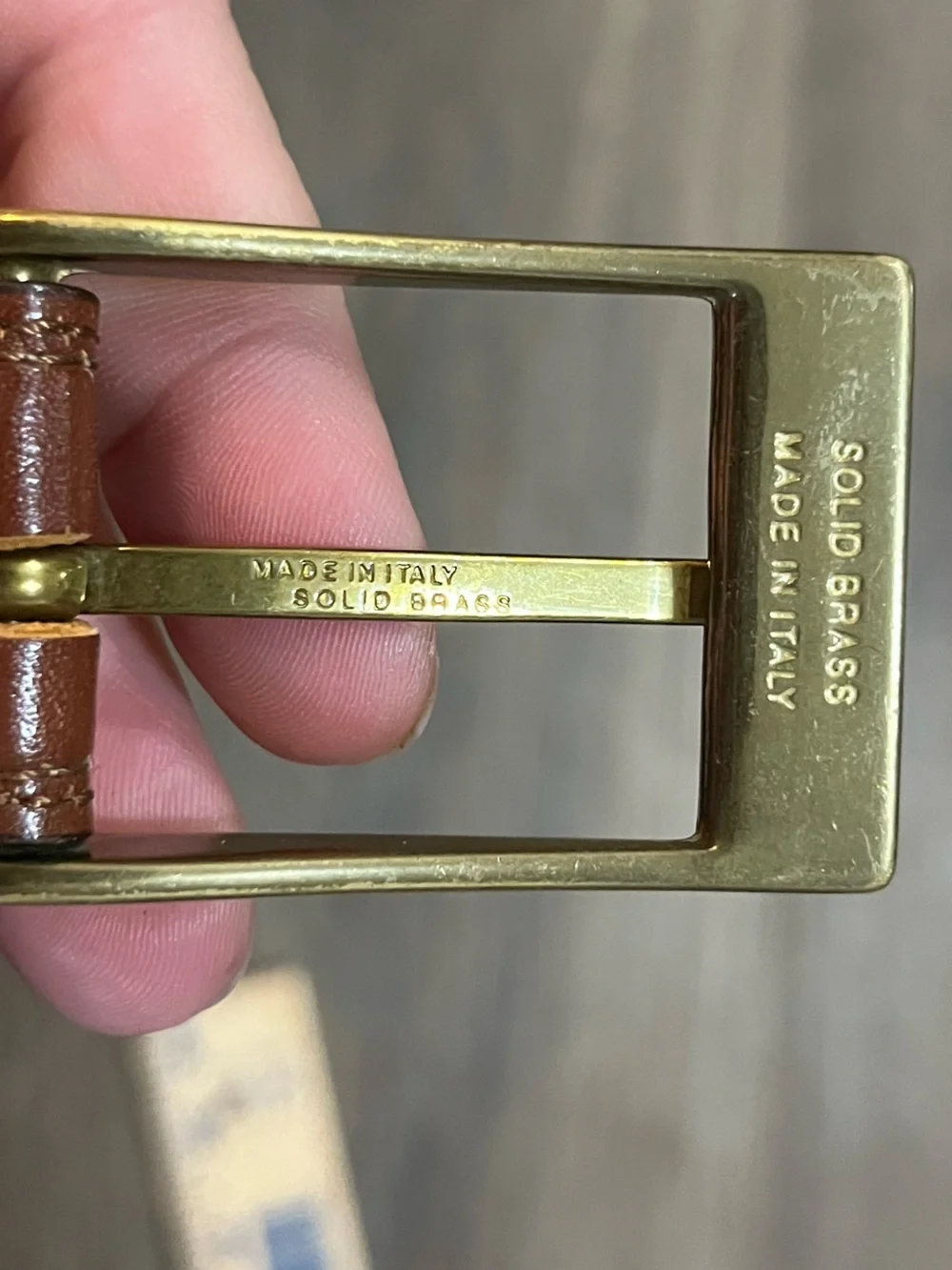 Italian Full Grain Leather Belt Solid Brass Hardware Size 38 / 95 Made in Italy